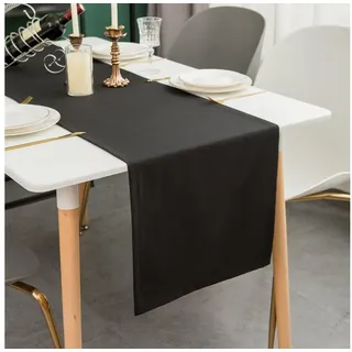 Simurq Tischläufer Modern Outdoor - Indoor Abwaschbar, (Table Runner Tischband, Pflegeleicht & fleckenabweisend Läufer) schwarz 40 cm x 160 cm