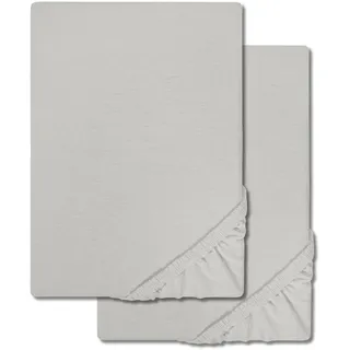Doppelpack CloudComfort Basic Spannbettlaken Jersey-Stretch silber grau 120 x 200 cm (2 Stück)
