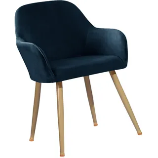 KYJSW Stuhlhussen Mit Armlehne 2er/4er/6er Set Stretch Samt Stuhlbezug Sesselbezug Abnehmbare Waschbarer Bezug Für Esszimmerstühle Bürostühle (Marineblau,2 Stück)