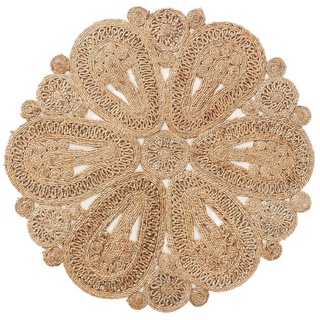 Teppich Kamala, benuta, rund, Höhe: 6 mm, Kunstfaser, Berber, Ethno-Style, Wohnzimmer beige