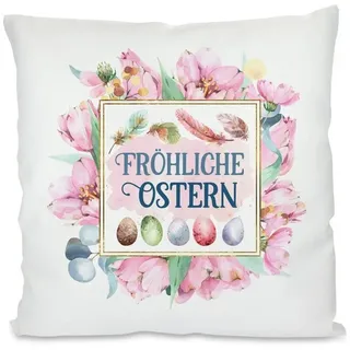 Herzbotschaft Dekokissen Kissen mit einseitigem Motiv Fröhliche Ostern, Kissenhülle mit Füllung
