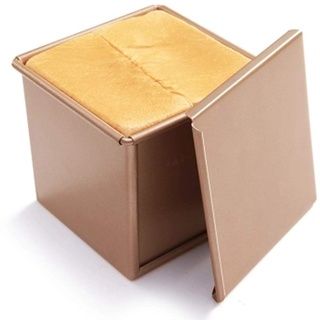 CANDeal Für 250g Teig Toast Brot Backform Gebäck Kuchen Brotbackform Mold Backform mit Deckel(Gold-Quadrat-Glatt)
