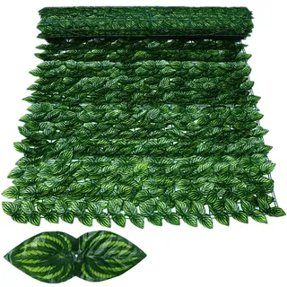 50 x 500 cm Laubzaun Efeu Sichtschutz Balkon Sichtschutz Garten Blätter Zaun Künstliche Hecke Blatt Outdoor Zaun Dekoration Bunte Wassermelone 50 x 500 cm