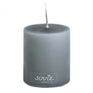Sovie CANDLES Stumpenkerze in Grau Ø 50 mm x H 60 mm - 24 Stück - Brenndauer ca. 16 Std.