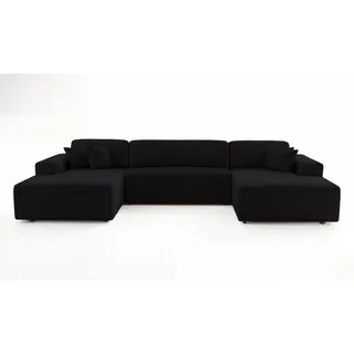 Luxkor24 Wohnlandschaft, Schwarz, Textil, 364x84x187 cm, Wohnzimmer, Sofas & Couches, Wohnlandschaften, Wohnlandschaften in U-Form