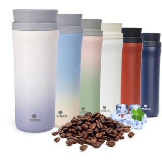 SANTECO Thermobecher Kaffee to go 480ml - Kaffeebecher Thermo aus Edelstahl - Auslaufsicherer Isolierbecher mit 360°-Trinköffnung - Travel Mug für Unterwegs, Kaffee & Tee - 6h Heiß, 8h Kalt