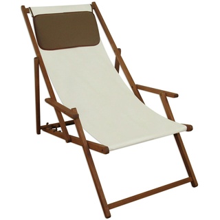 Erst-Holz Deckchair weiß Liegestuhl klappbare Sonnenliege Gartenliege Holz Strandstuhl Gartenmöbel 10-303 KD