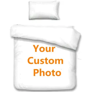 Personalisierte Foto Angepasste, Personalisierte Bettwäsche Set, Eigenes Foto Custom Foto Bettbezug Kissenbezüge, Personalisiert Bettbezüge 135x200 cm Paar Baby Pet Hund Katze Gamer (135 x 200 cm)