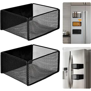 Magnetisches Regal, 2er-set, Für Kühlschrank, Obst, Platzsparender Organizer, Gewürzregal, Wandmontage, Schwarz