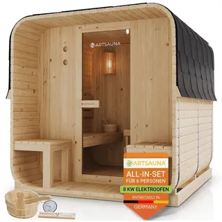 Artsauna Fasssauna Nolvik XXL inkl. 8 kW Ofen + Zubehör