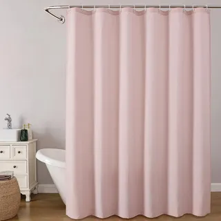 UUZEAI Duschvorhang rosa 160 x 130 cm(H x B), wasserabweisend Hotelqualität, maschinenwaschbar, minimalistisches einfarbig Design, lang, mit Haken und Ösen