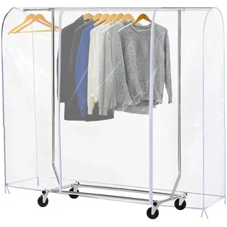 Ruibo Kleiderständer mit 2 robusten Reißverschlüssen, wasserdicht, staubdicht, transparent, Größe S: 119,9 x 50,8 x 152,4 cm
