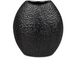 Formano Blumenvase Dekovase Vase aus Keramik 21x17x8cm in schwarz-matt
