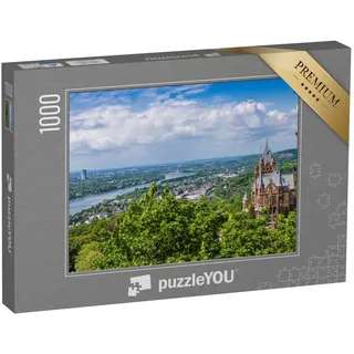 puzzleYOU: Puzzle 1000 Teile „Schöne Landschaft mit Einer Alten Burg im Siebengebirge bei Bonn im Frühling“ – aus der Puzzle-Kollektion Schlösser