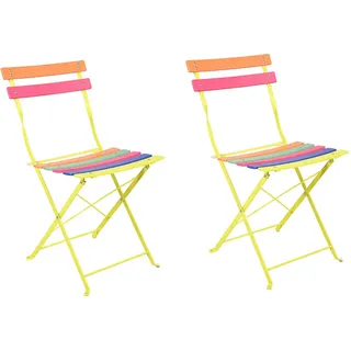 2x Gartenstuhl Klappstuhl Bunt Schmiedeeisen Zusammenklappbar H 77,5 cm