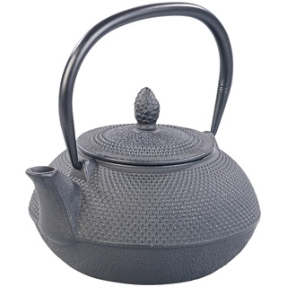 Asiatische Teekanne aus Gusseisen mit Edelstahl-Sieb, 0,9 l, schwarz