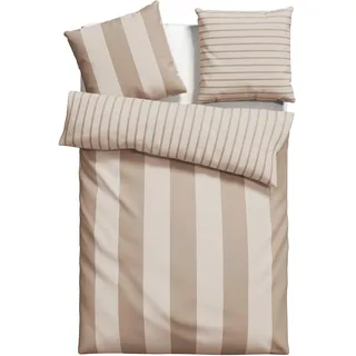 OTTO home Sari Gestreift Flanell Beige 135 x 200 cm + 2 x 80 x 80 cm