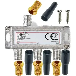 3-Fach Sat Splitter Antennenverteiler TV F-Stecker Adapter SAT-Adapter SAT-Verteiler Wetterschutz DC-Durchlass