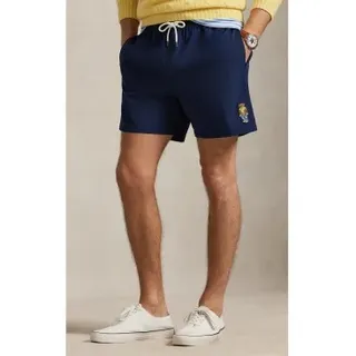 Polo Ralph Lauren für Herren. 710P03218001 Bermuda-Shorts mit marineblauem Bear-Poloshirt (S), Strandbekleidung, Recyceltes Polyester