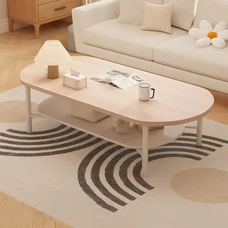 Kleiner Couchtisch Moderner Couchtisch Rustikaler Bauernhof Couchtisch Ovaler Mid Century Couchtisch Retro Accent Center Tisch Für Wohnzimmer Einfache Monta(Size:120x58cm/47x23inch,Color:Holzmaserung)