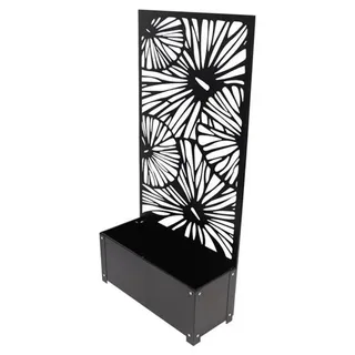 Dekoleidenschaft Pflanzkasten mit Rankgitter 60 x 24 cm Schwarz