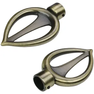 LIEDECO Gardinenstangen-Endstück LIEDECO "Flamme", gold (messingfarben, antik), H:5,8cm L:9,4cm Ø:1,6cm, Gardinenstangenendstücke, Gardinenstangen-Endstück, für Gardinenstangen Ø 16 mm