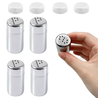 Mini Salzstreuer 4 Stück GewürzFlaschen 5ml Salzstreuer Klein mit Deckel Gewürzstreuer Camping Edelstahl Salzstreuers Geeignet für Restaurants Grill im Freien
