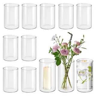 Glasvase Zylinder - Blumenvasen - Dekoration - Hochzeit - Fest - Premium Bleifreies Glas - Transparent