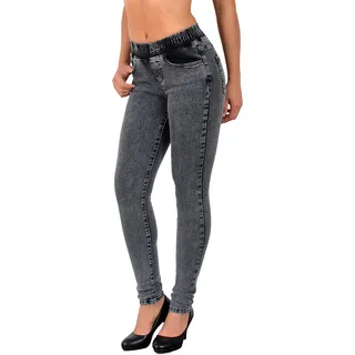 ESRA Skinny Jeans Damen High Waist Stretch Jeans Damen Jeggings Damen Stretch elastischer Gummi-Bund Übergröße Puls Size J291 - 54