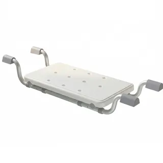 Badewannensitz Senioren Grau mit rutschfesten Auflagen & verstärktem Aluminiumrohr – Stabiles Badewannenbrett bis 120 kg, Verstellbar 71–81 cm