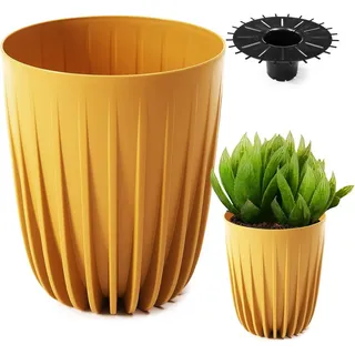 KONZEPT Blumentopf Hoher Blumentopf, Pflanzkübel Groß für Außen, Balkon, Übertopf mit Drainagesystem gelb Ø 25 cm