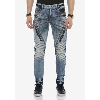 Straight-Jeans CIPO & BAXX Gr. 38, Länge 34, blau Herren Jeans Cipo Baxx im lässigen Biker-Look