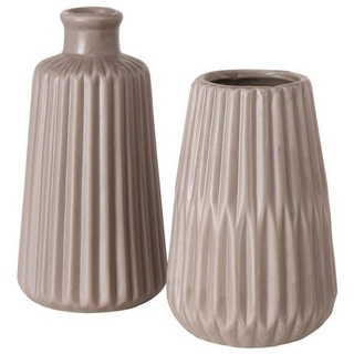 BOLTZE Tischvase Deko Vase im 2er Set aus Keramik Mattes Design Braun
