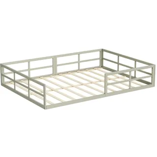 VitaliSpa Bodenbett Minno 140x200, Kinderbett aus Metall, Montessori Bett mit Rausfallschutz, niedrige Einstiegshöhe, Greige
