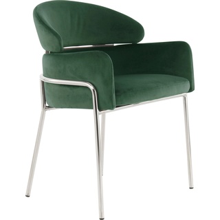 Esszimmerstuhl KAYOOM "Elva" Stühle Gr. B/H/T: 54 cm x 79 cm x 57 cm, Stoffbezug, grün (grün, silber) 4-Fuß-Stuhl Esszimmerstuhl Polsterstuhl Esszimmerstühle