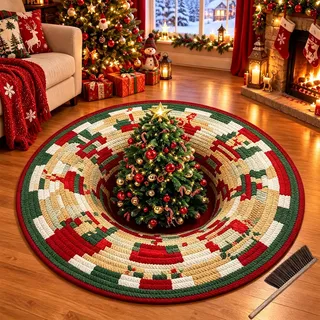 Jmwub 3D Weihnachtsteppich,3D Teppich Optische Täuschung,Magisches Portal (A4,40 * 40cm)