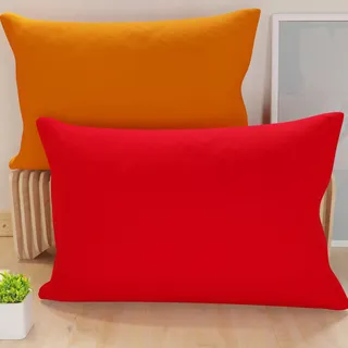 PETTI Artigiani Italiani - 2er-Set Kissenbezüge 70x40 cm aus Mikrofaser, Dekokissen-Bezüge für Schlafzimmer und Sofa, Set mit 2 Kissenhüllen, Wende-Kissenbezug Double-Face Orange Rot