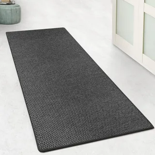 Floordirekt Küchenteppich Läufer 200x250cm für Küche, Flur, Schlaffzimmer & Wohnzimmer rutschfest & waschbar in Sisal Optik - Flurteppich - Teppichläufer Meterware nach Maß Anthrazit Kalkutta