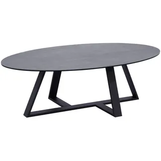 Novel Couchtisch, Grau, Schwarz, Metall, Glas, Keramik, oval, eckig, Flachrohr, 70x38x120 cm, einfacher Aufbau, Wohnzimmer, Wohnzimmertische, Couchtische, Couchtische Glas