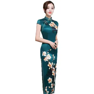 YAROVA Damen Cheongsam Kleid - Chinesische Traditionelle Cheongsam Sommer Kurzarm China Stil Retro Mädchen Modern Verbesserte Qipao Abend Brautkleid Mode Elegante Kleidung