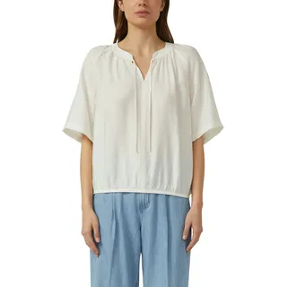 Klassische Bluse S.OLIVER, Damen, Gr. 42, sanftes weiß, Web, Obermaterial: 84% Viskose, 16% Polyamid, unifarben, relaxed fit normal, Rundhals, gerader Abschluss, Blusen Bluse, mit All-Over Print