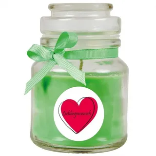 HS Candle Duftkerze & Bonbon Glas Herzen Kokos Grün