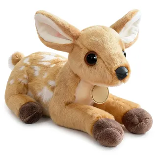 Xoeryoy Hirsch-Stofftier, liegendes Rehkitz-Plüschtier – superweiches Stoffhirsch zum Kuscheln, niedliche Heimdekoration und Weihnachten (Khaki)