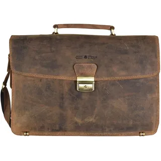 GREENBURRY Aktentasche Leder 40 cm Laptopfach (17.72"), Notebooktasche, braun