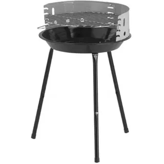 Standgrill Ø 36cm Feuerschale und Winschutz emailiert Grillrost verchromt BBQ Grill Holzgrill Säulengrill
