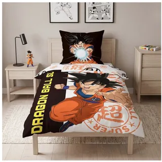 MTOnlinehandel Bettwäsche Dragon Ball Super 135x200 cm, Son Goku, 100& Polyester, 2 teilig, Wendebettwäsche mit Kamehameha-Motiv für Anime- & Manga-Fans bunt|weiß