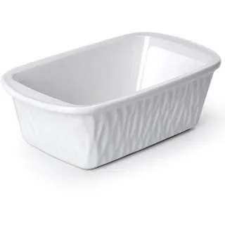 NUTRIUPS Kastenform aus Keramik, 28 cm x 15 cm, rechteckig, zum Backen, Porzellan, antihaftbeschichtet, Brotbackform, Weiß