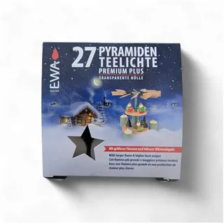 Ebersbacher Kerzenfabrik Teelicht Pyramidenteelichter Kunststoffhülle Premium PLUS (27 Stück) (1-tlg)