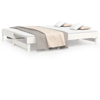 vidaXL Tagesbett Ausziehbar Weiß 2x(90x200) cm Massivholz Kiefer1378048