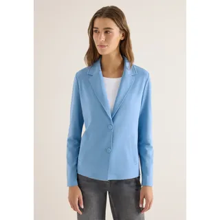 Jackenblazer CECIL, Damen, Gr. L (42), blau (cloud blau), Jersey, 66% Viskose, 30% Polyester, 4% Elasthan, unifarben, regular fit normal, V-Ausschnitt, Bündchen, Blazer, im Basic-Style